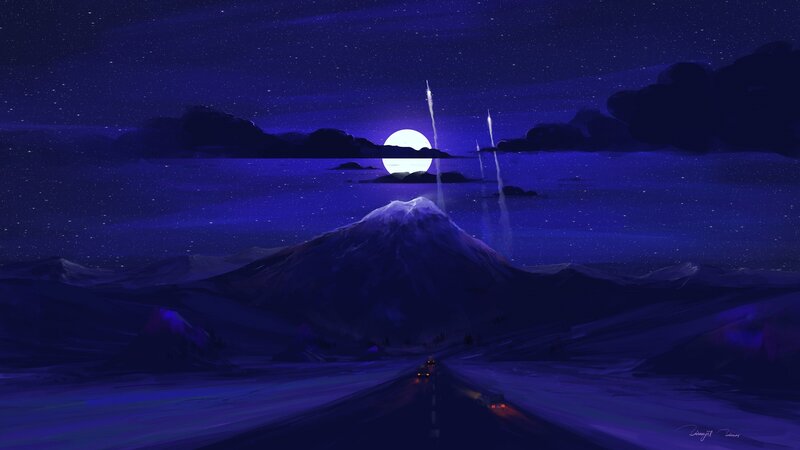 Mountain under Moonlight
