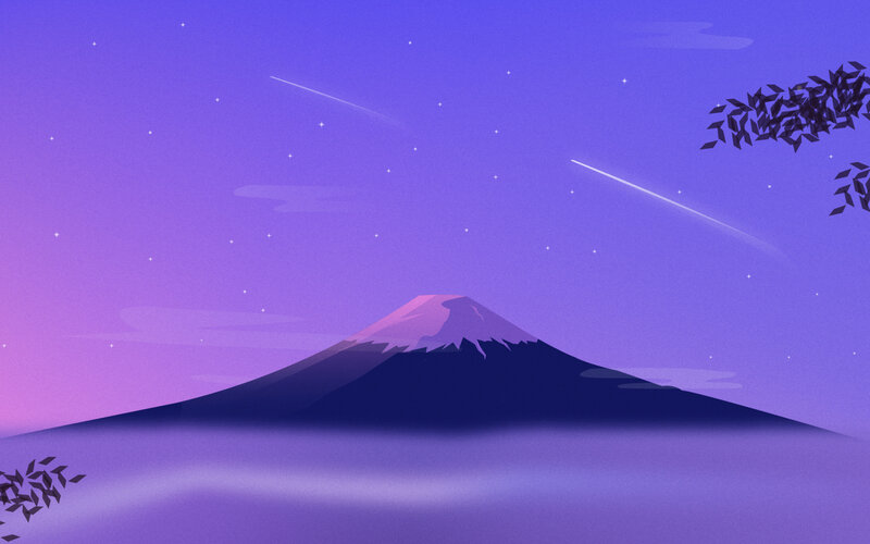 Mountain under Night Sky — Purple