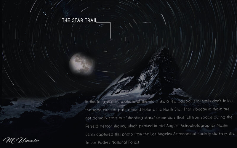 Mountain under Star Trails — Black