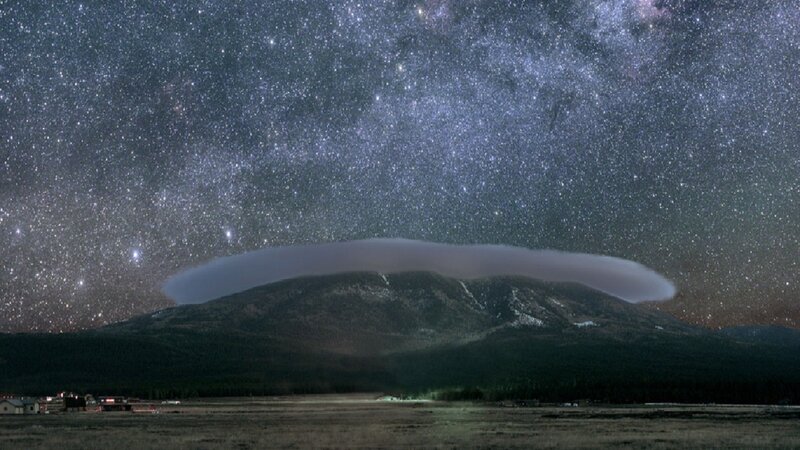 Mountain under Starry Sky — Black, Serene, Night