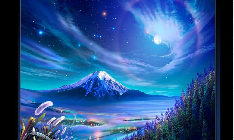 Mountain under Starry Sky — Blue