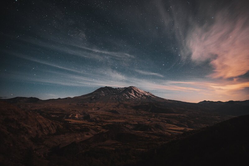 Mountain under Starry Sky — Dark Blue, Serene, Night