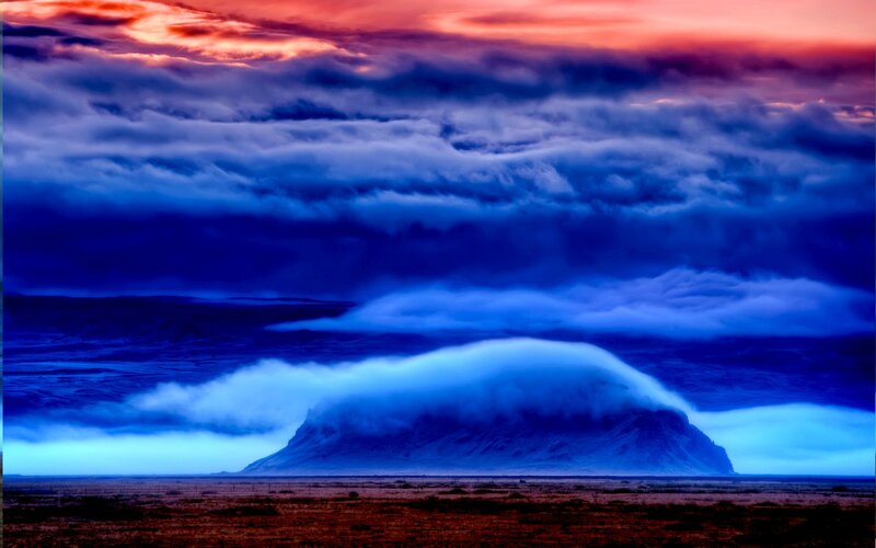 Mountain under Storm Clouds — Blue, Dramatic