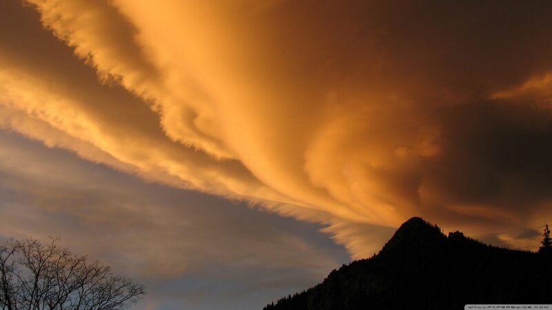 Mountain under Storm Clouds — Orange