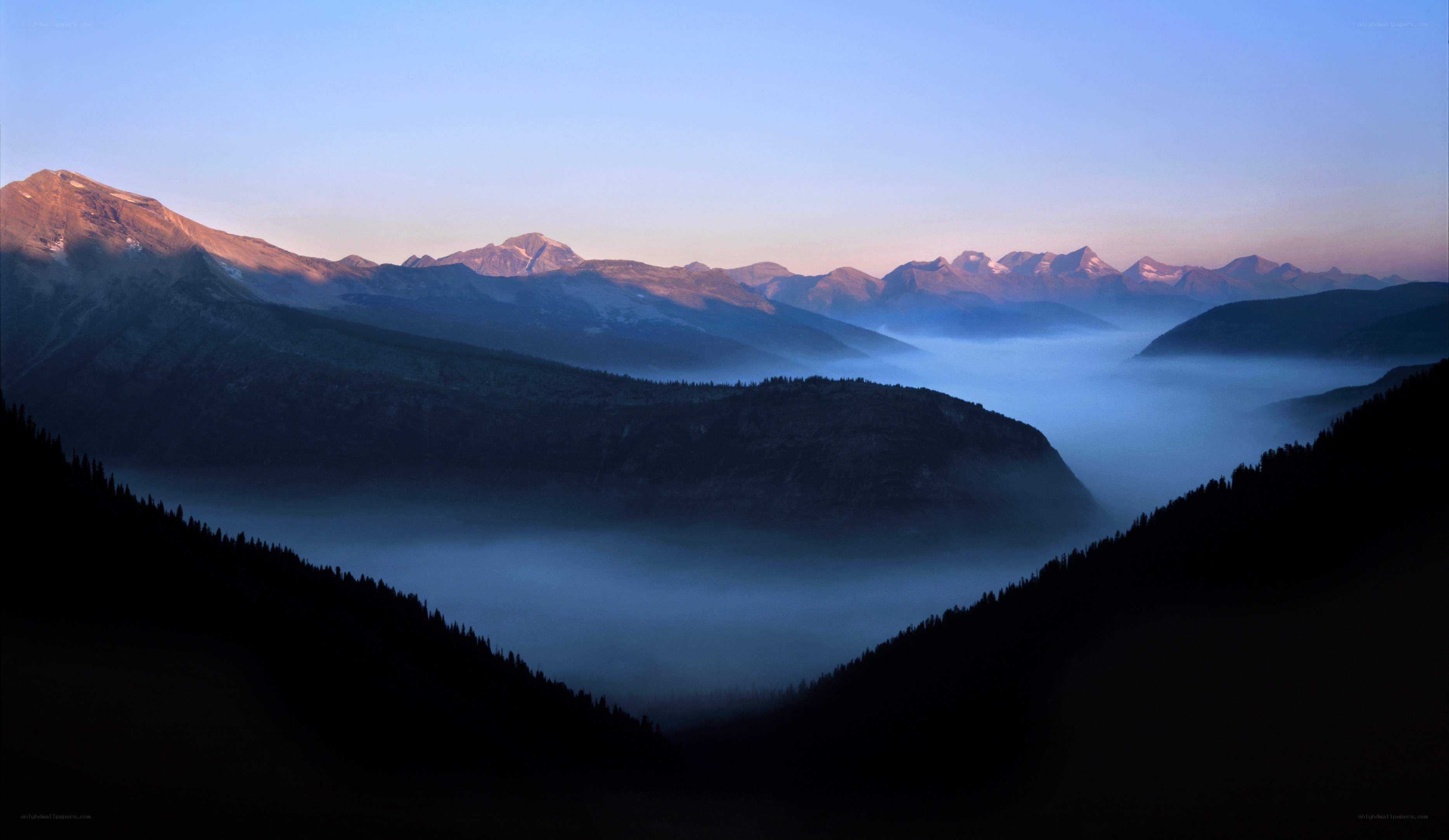 Mountain valley at dawn