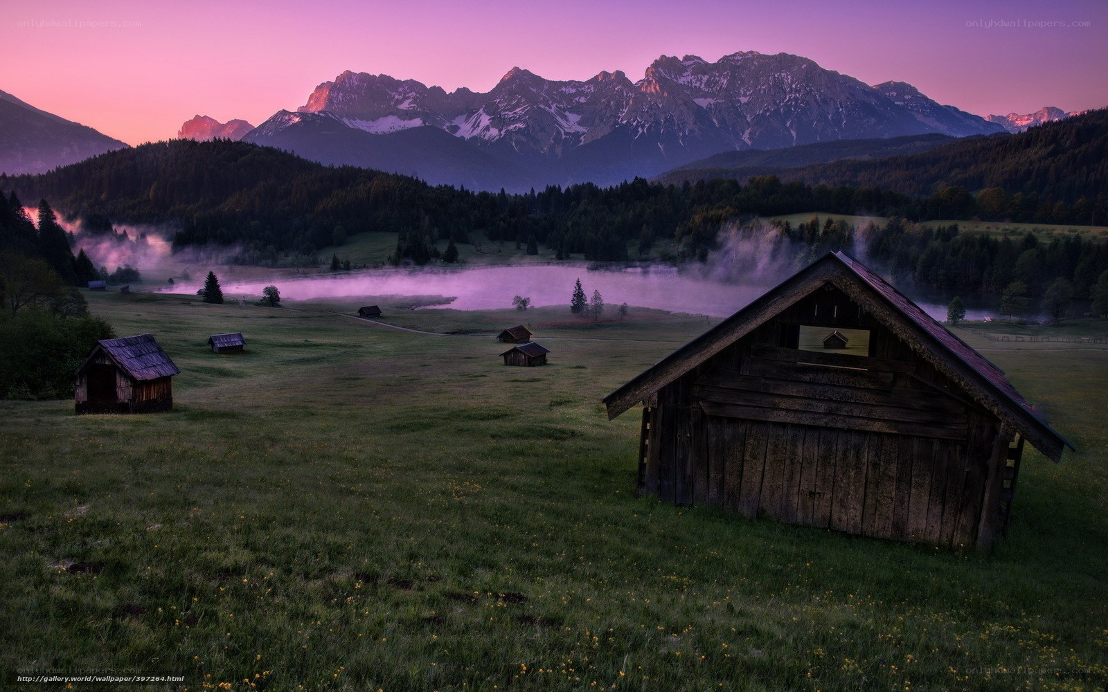 Mountain valley at dawn