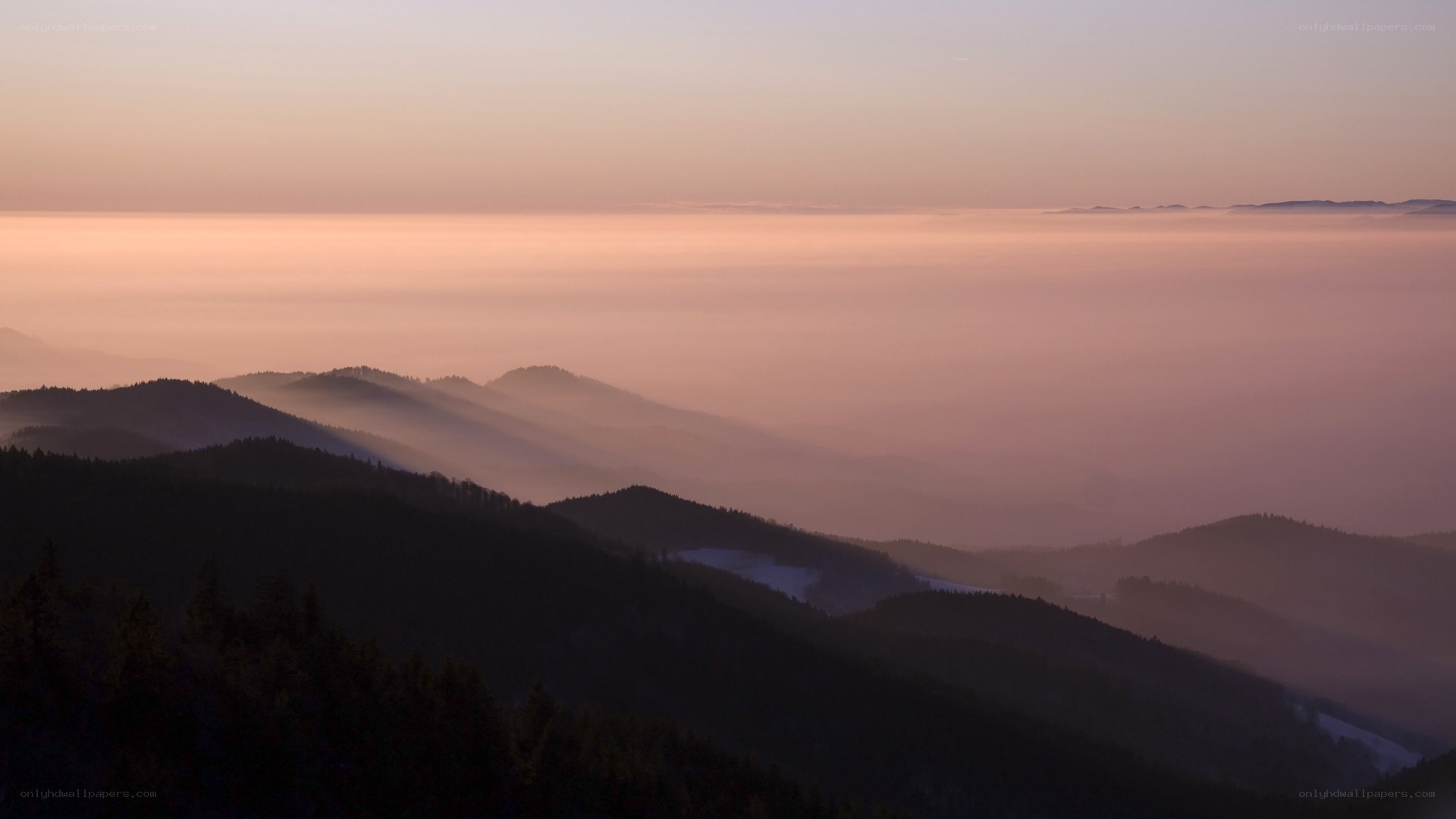 Mountain valley at dawn