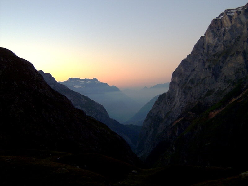 Mountain valley at dawn