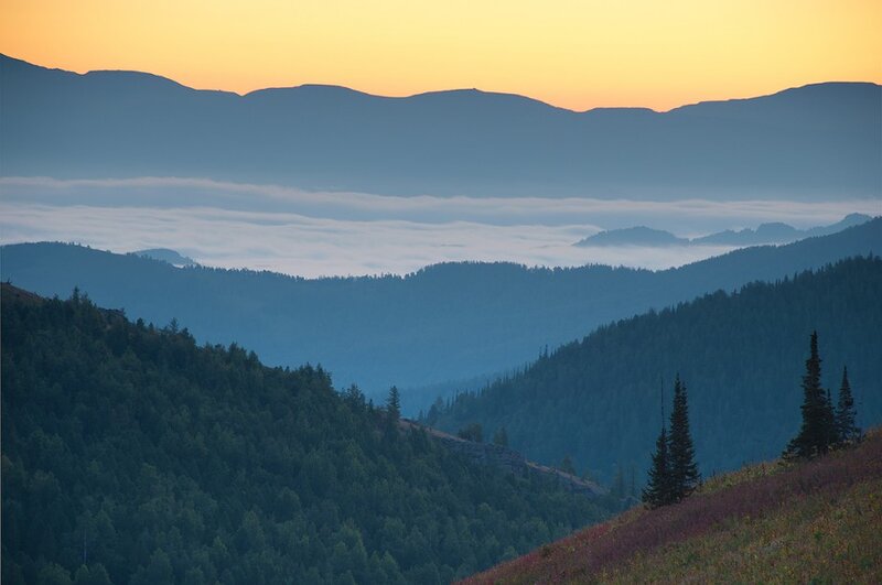 Mountain Valley at Dawn — Blue