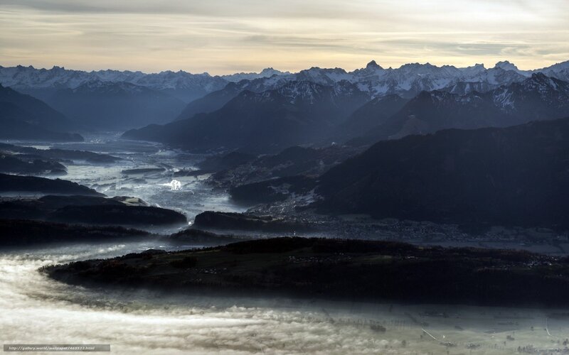 Mountain Valley at Dawn — Gray, Serene