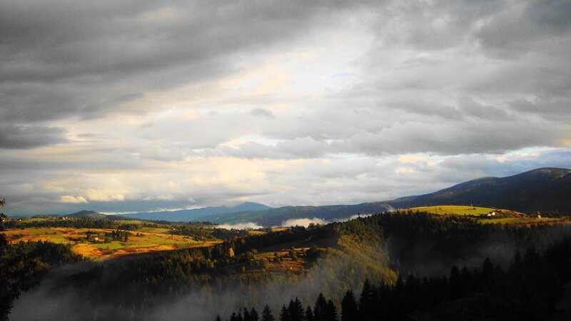 Mountain Valley at Dawn — Gray