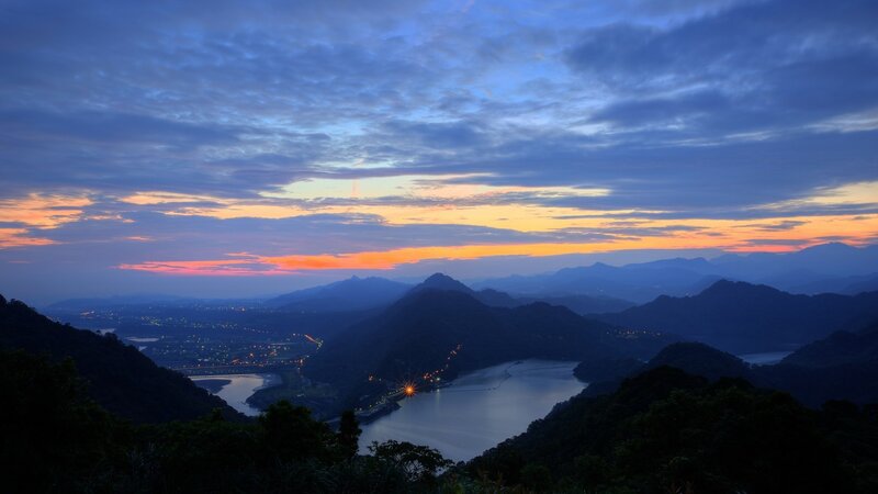 Mountain Valley at Dusk — Blue, Serene, Photograph