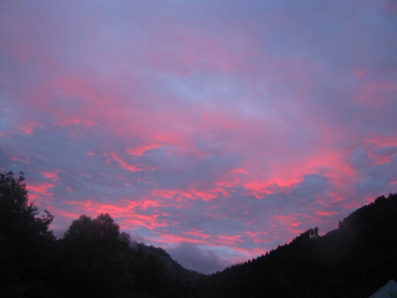 Mountain Valley at Dusk — Pink, Dramatic
