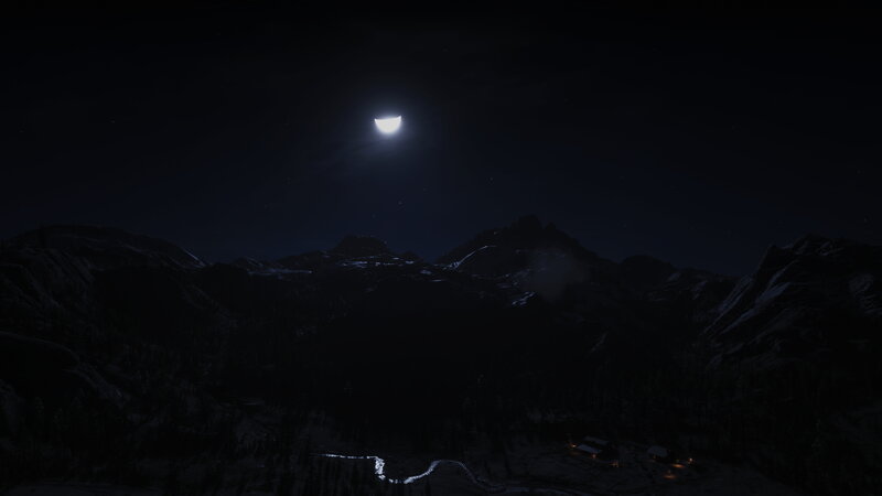 Mountain Valley at Night — Black, Serene, 3d Render