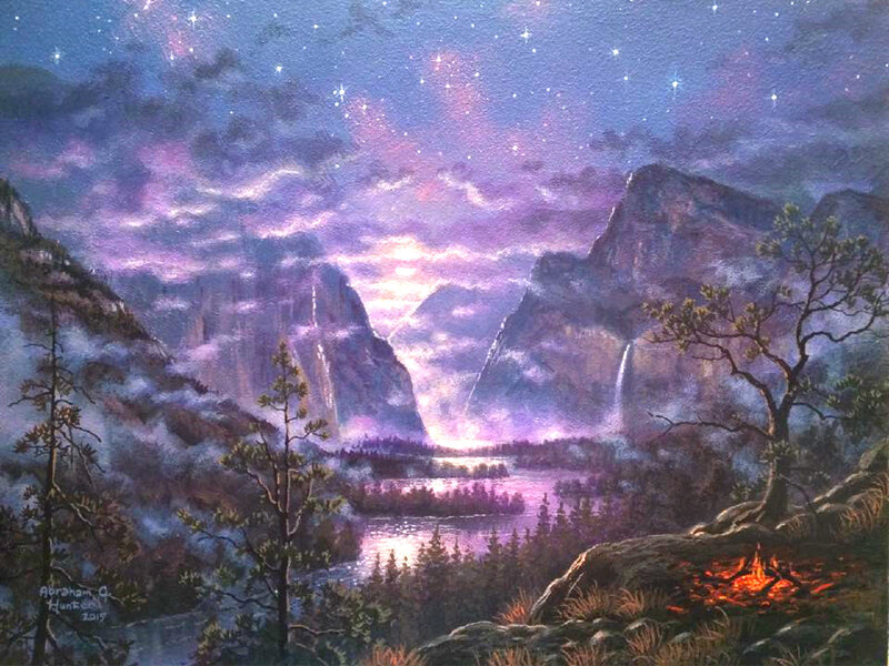 Mountain Valley at Night — Purple, Serene