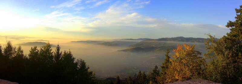 Mountain valley at sunrise