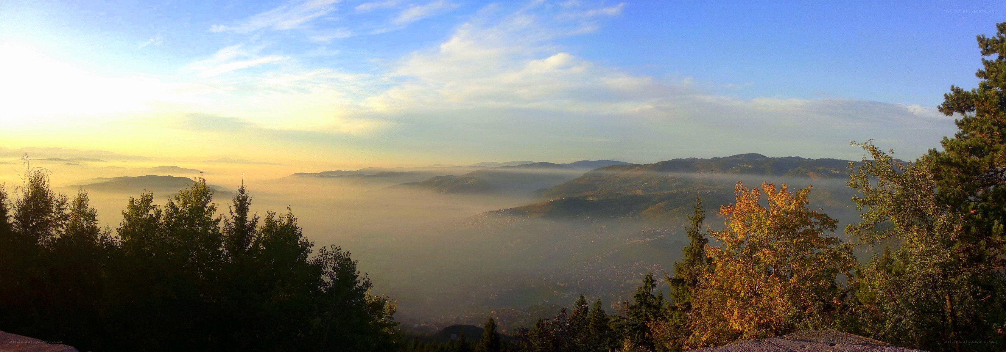 Mountain valley at sunrise