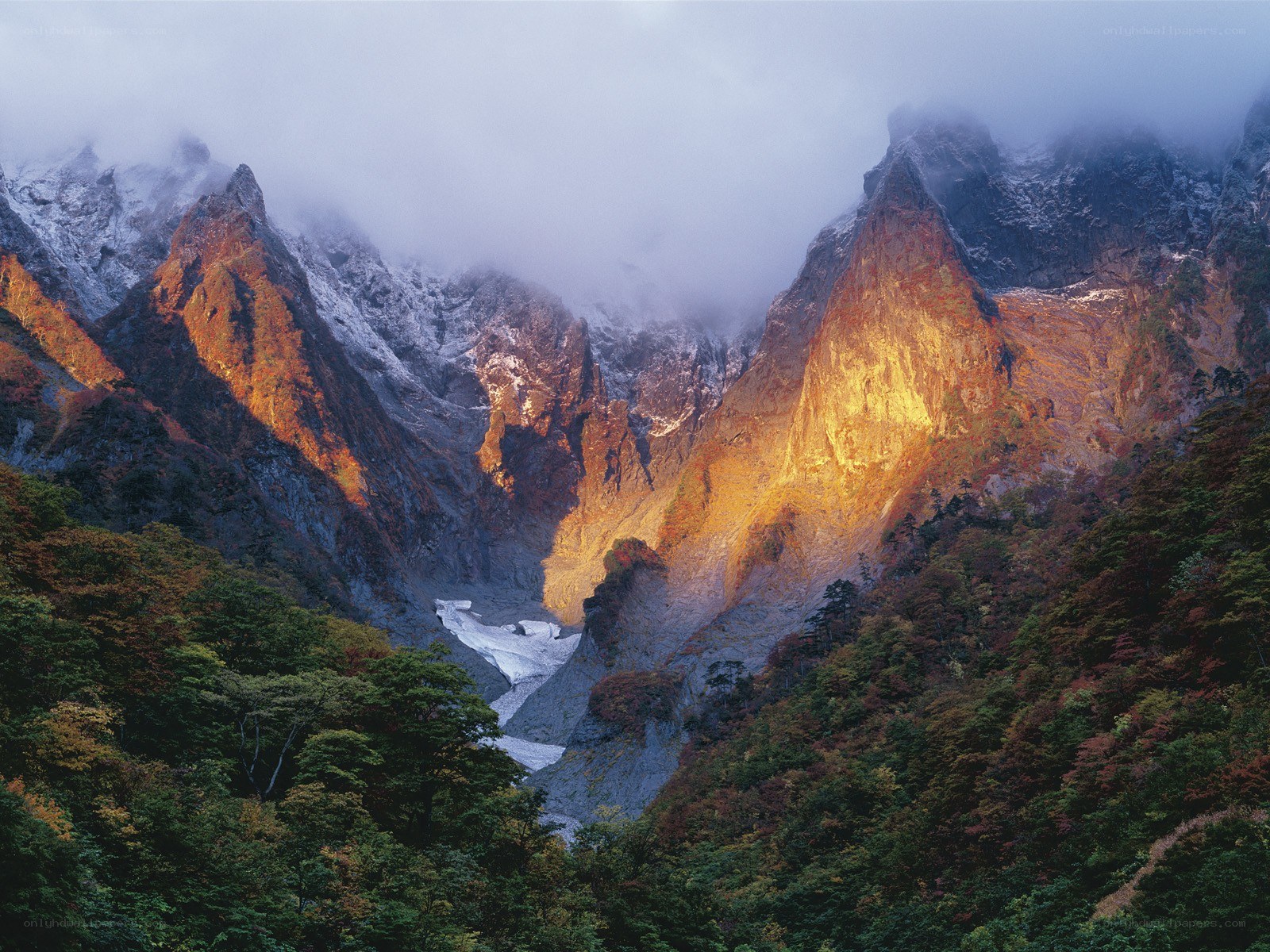 Mountain valley at sunrise