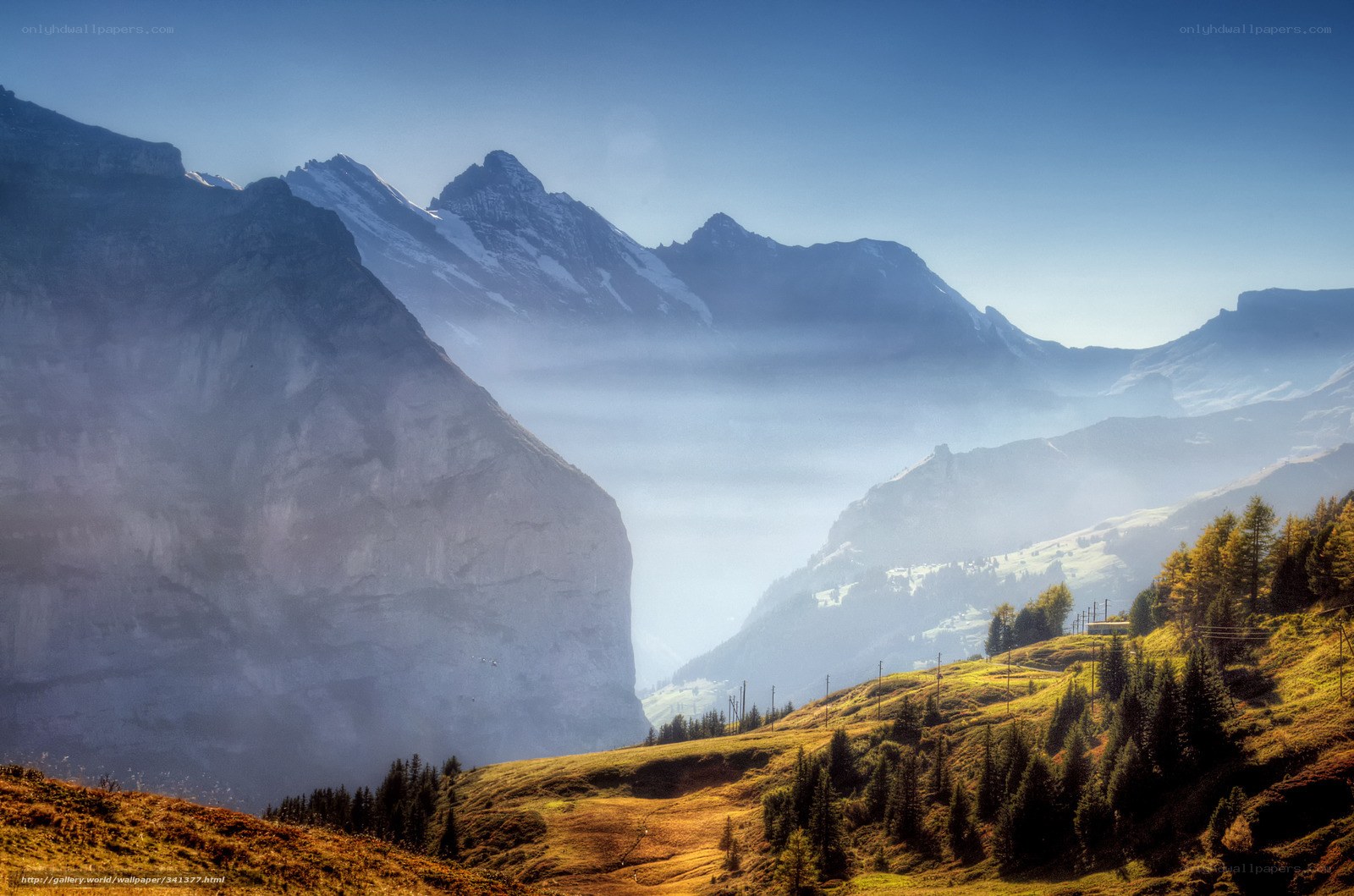 Mountain valley at sunrise