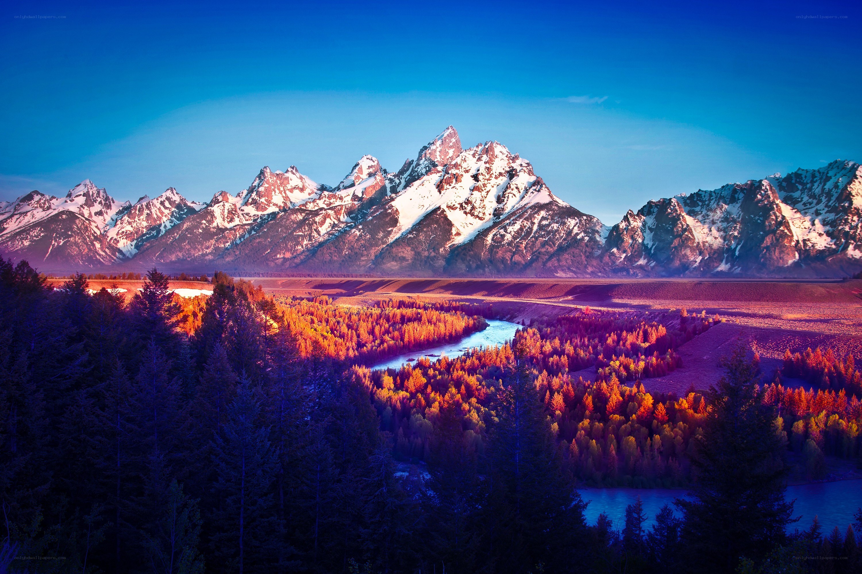 Mountain valley at sunrise