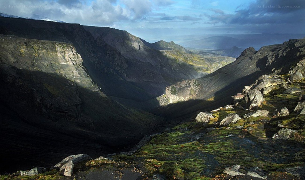 Mountain valley at sunrise