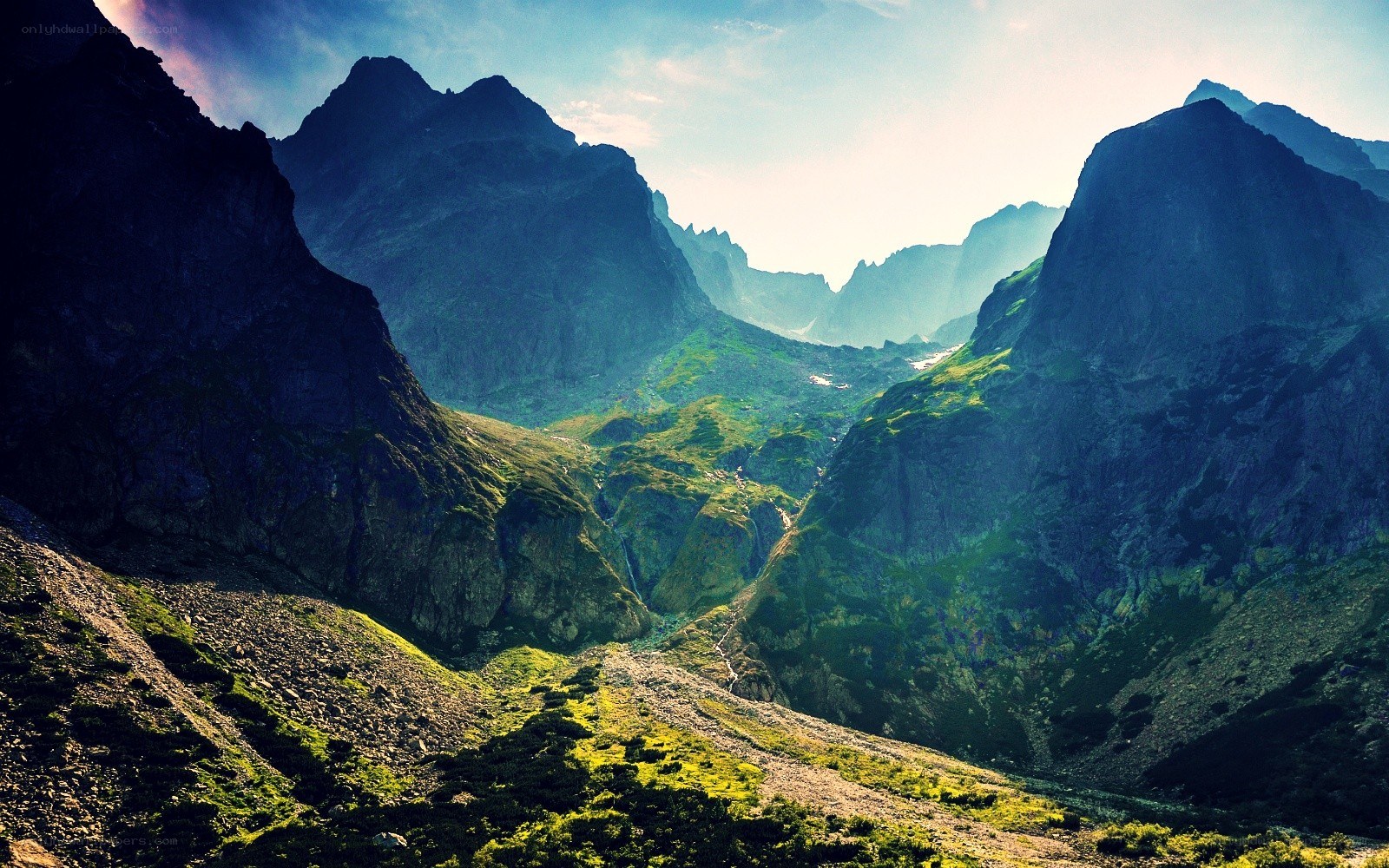 Mountain valley at sunrise