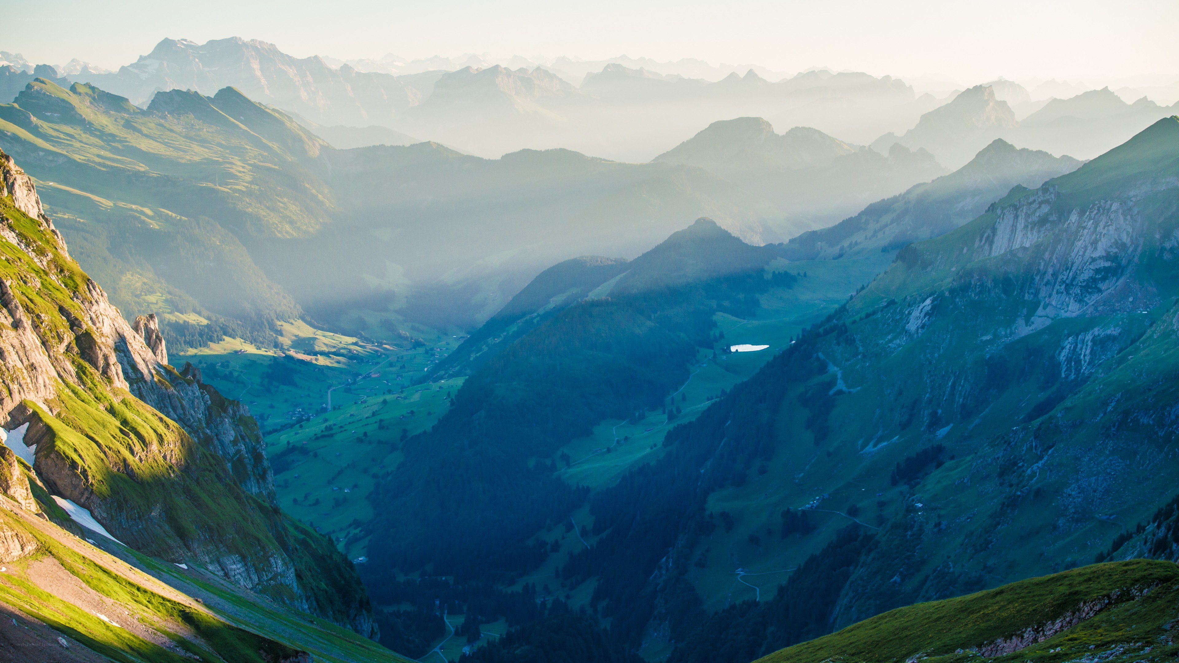 Mountain valley at sunrise