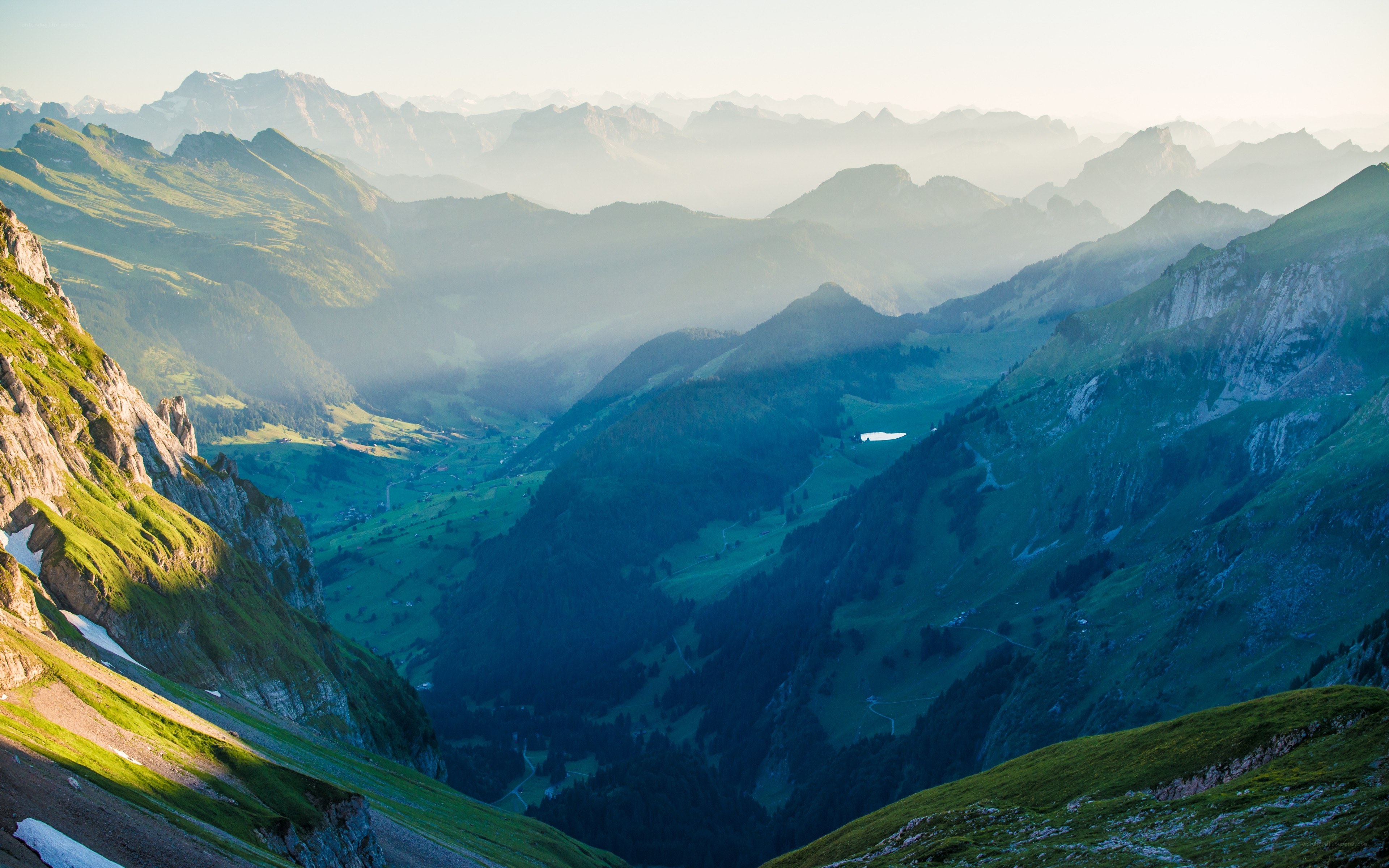 Mountain valley at sunrise