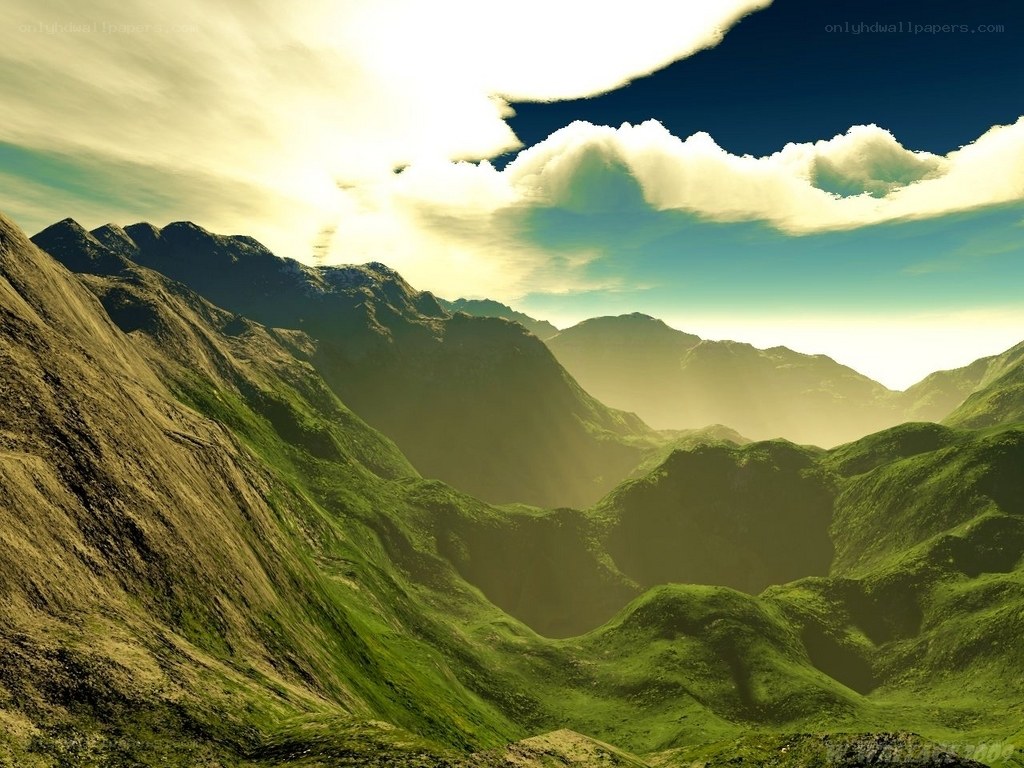 Mountain valley at sunrise