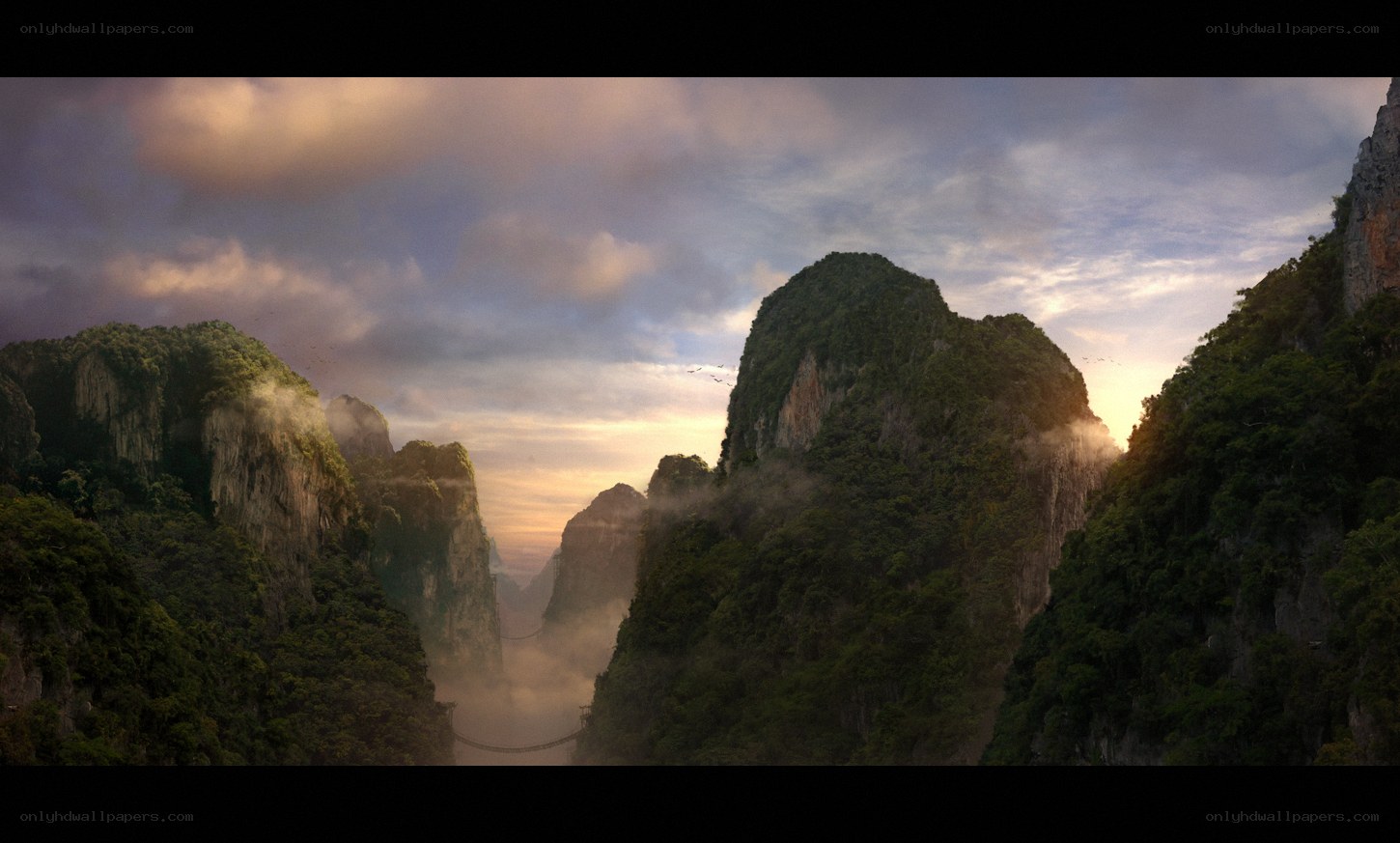Mountain valley at sunrise