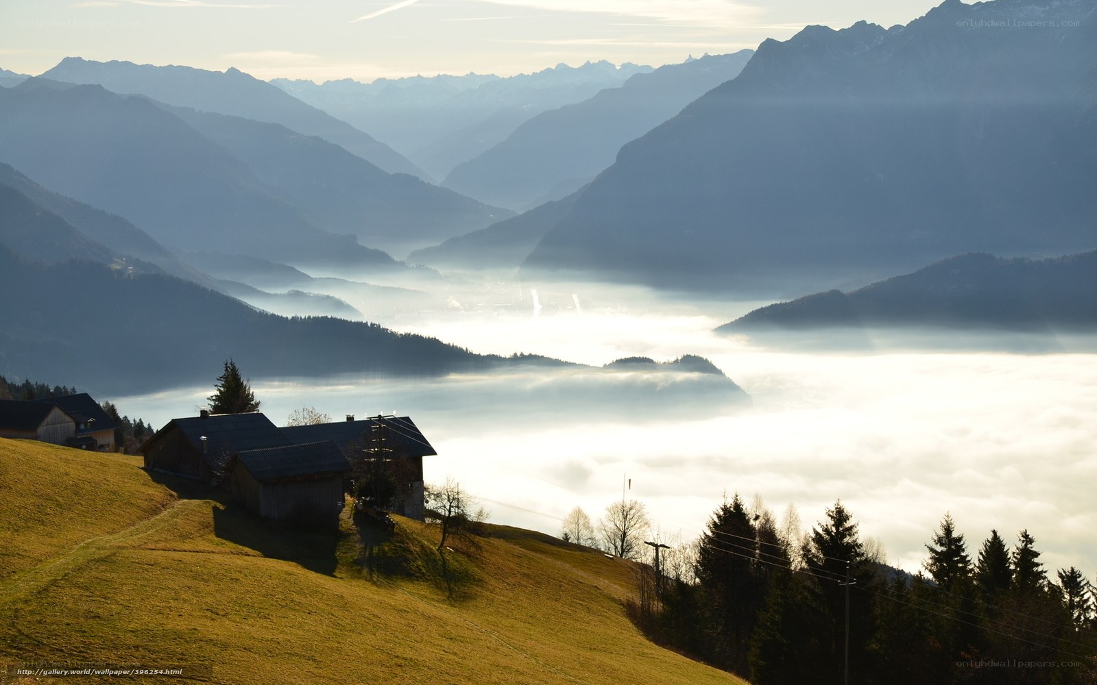 Mountain valley at sunrise