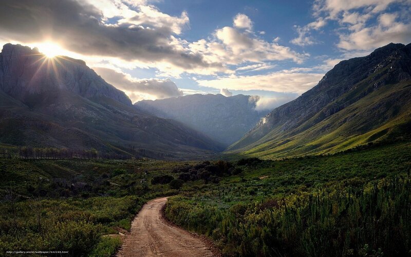 Mountain valley at sunrise