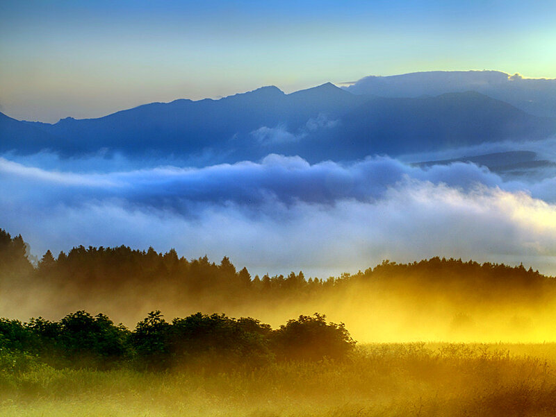Mountain Valley at Sunrise — Blue