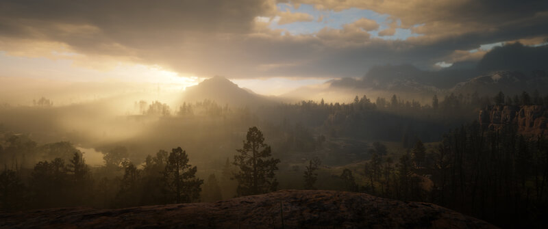 Mountain Valley at Sunrise — Brown