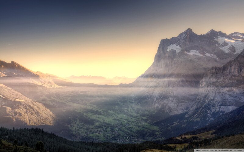 Mountain Valley at Sunrise — Yellow