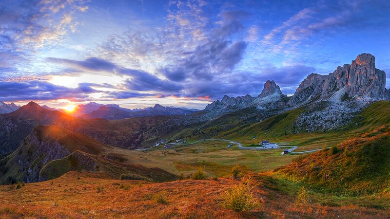 Mountain Valley at Sunset — Blue, Dramatic