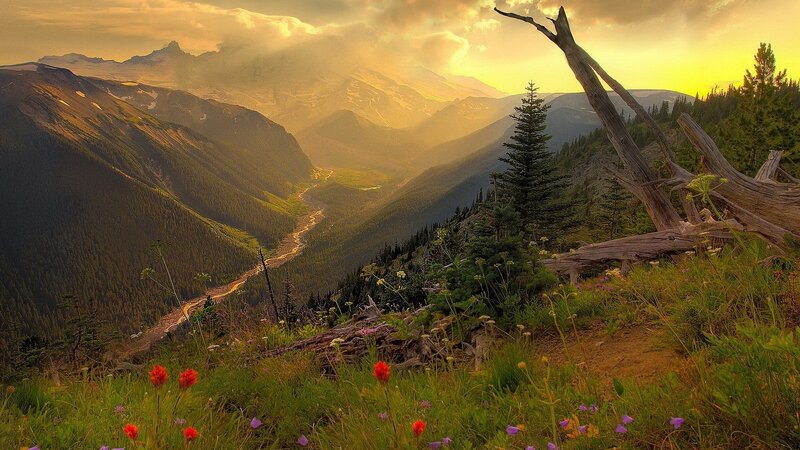 Mountain Valley at Sunset — Photograph