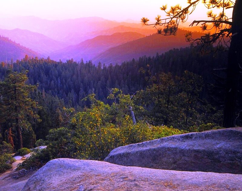 Mountain Valley at Sunset — Purple