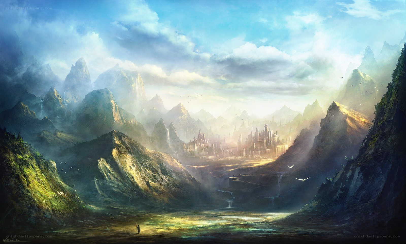 mountain valley fantasy city