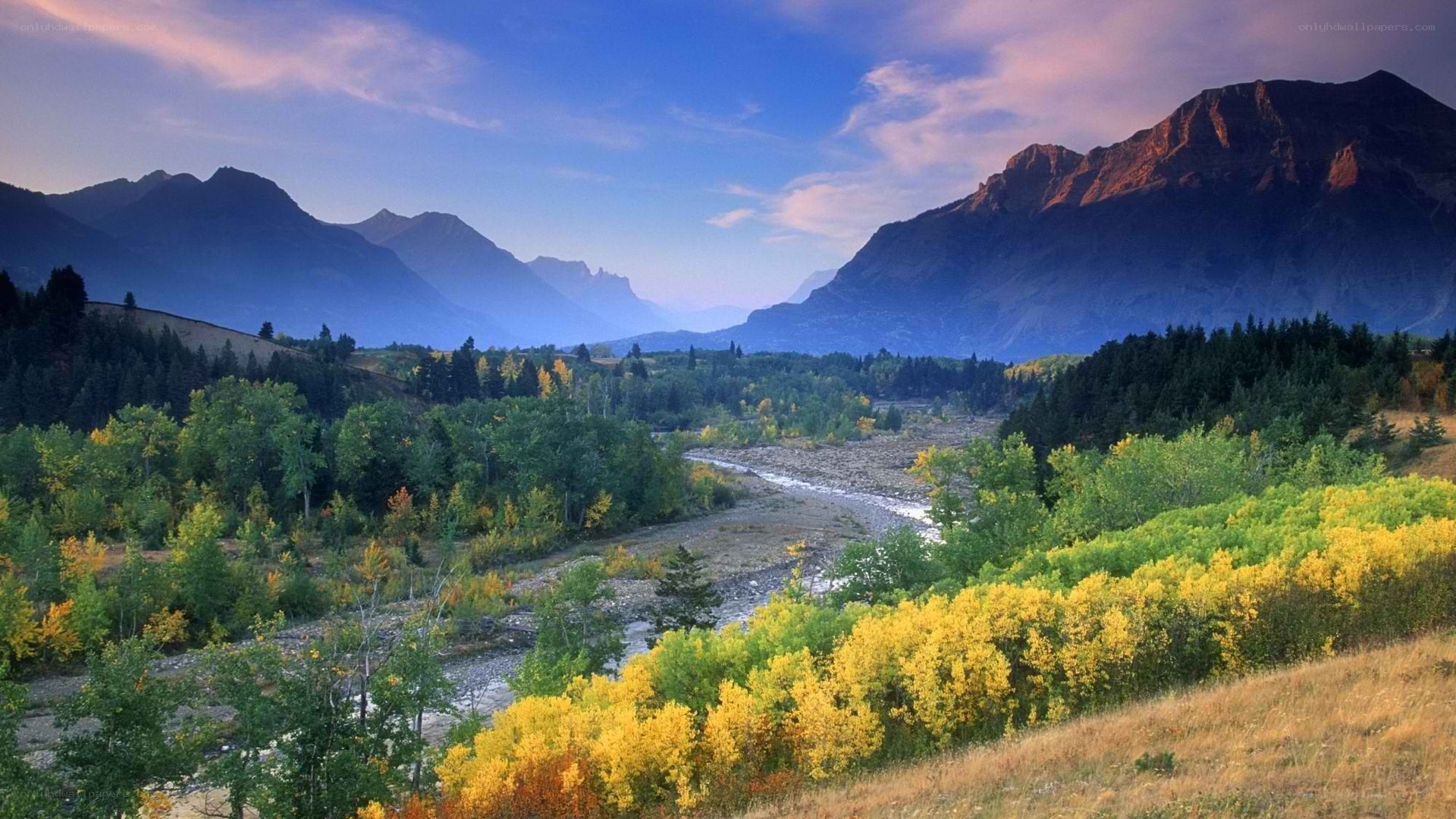 Mountain valley in autumn