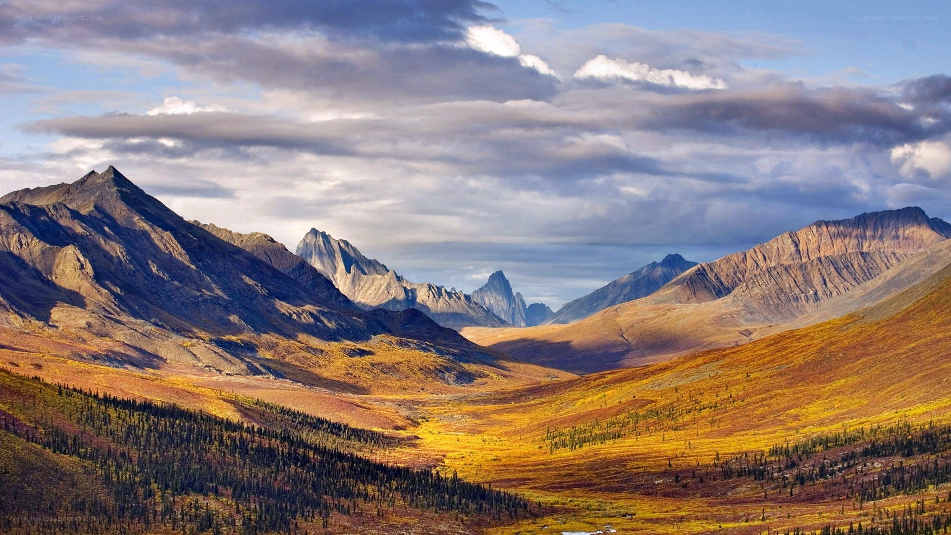 Mountain valley in autumn