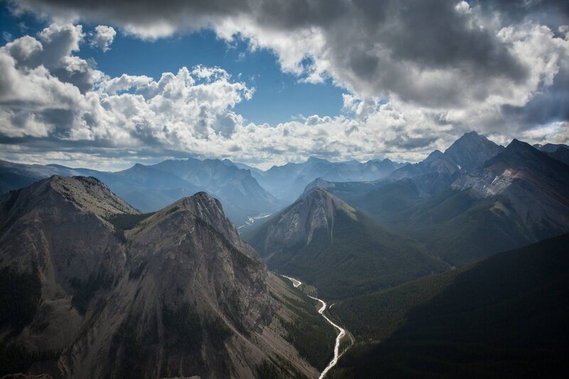 Mountain Valley Landscape — Blue, Dramatic, Afternoon, Photograph, Clouds, River