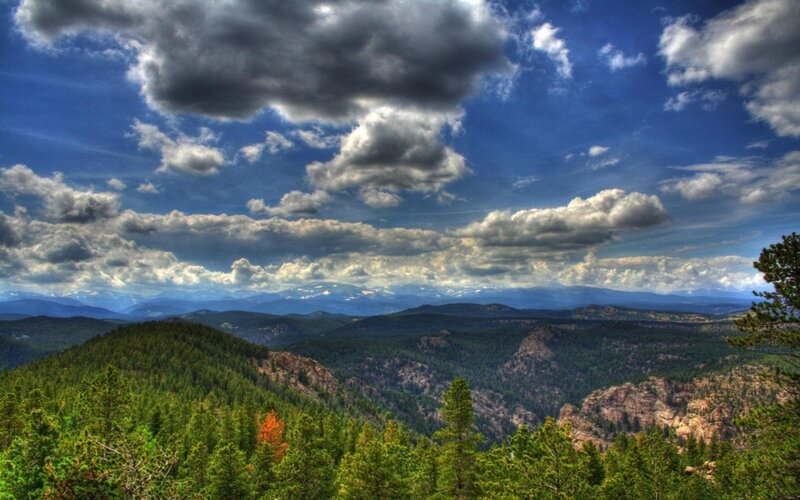 Mountain Valley Landscape — Blue, Dramatic, Afternoon, Photograph, Clouds