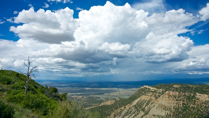 Mountain Valley Landscape — Blue, Dramatic, Afternoon, Photograph, Clouds, Trees