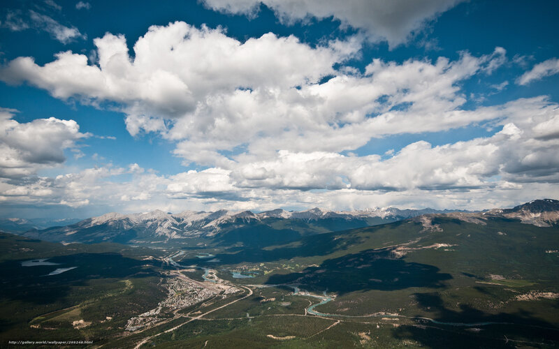 Mountain Valley Landscape — Blue, Dramatic, Afternoon, Photograph, Mountains, River, Clouds