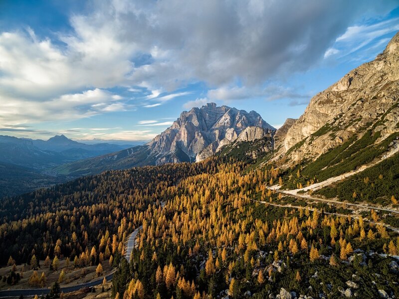 Mountain Valley Landscape — Blue, Dramatic, Autumn, Photograph, Forest