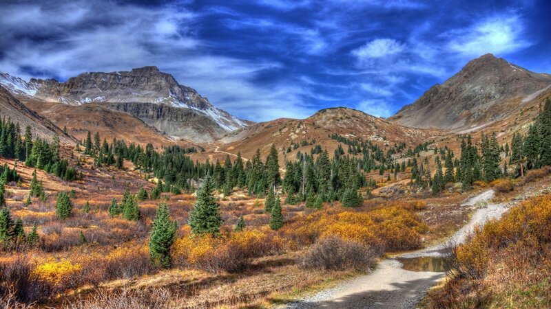 Mountain Valley Landscape — Blue, Dramatic, Autumn, Photograph
