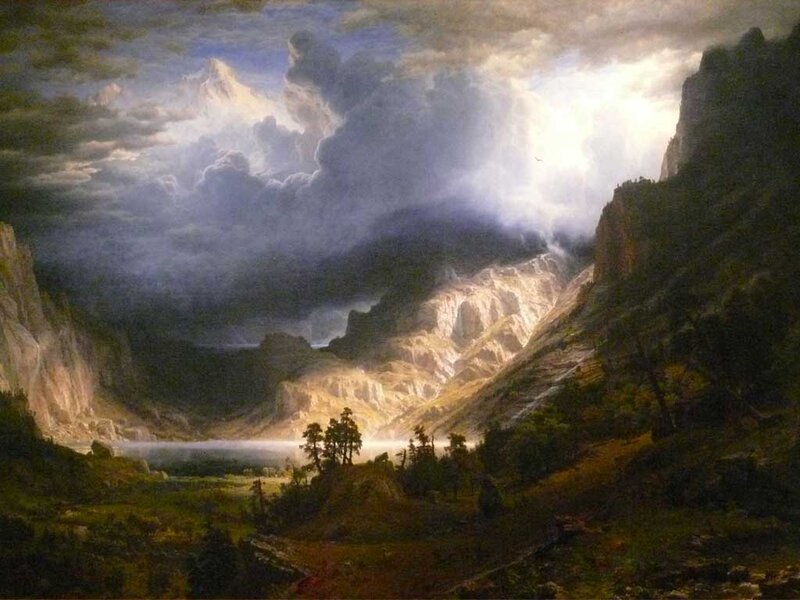 Mountain Valley Landscape — Blue, Dramatic, Painting