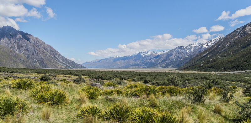Mountain Valley Landscape — Blue, Serene, Afternoon, Photograph, Mountains, Grass, Sky