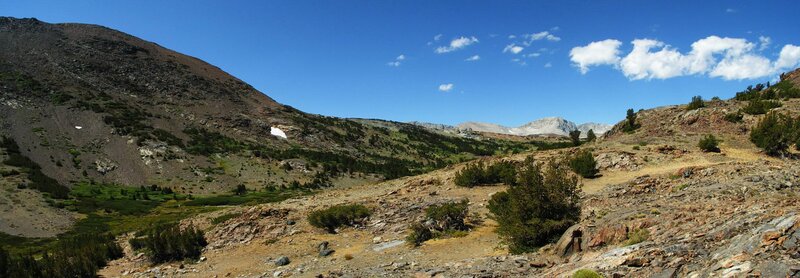 Mountain Valley Landscape — Blue, Serene, Afternoon, Photograph, Mountains, Trees, Sky, Brown